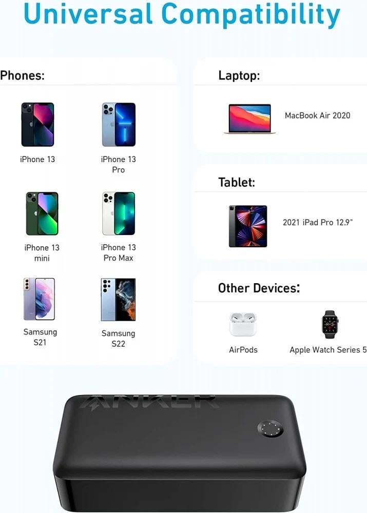 باور بانك انكر 347 سعة 40000 بقوة 30 واط - اسود