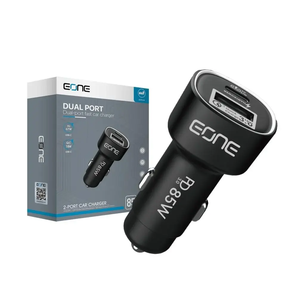 شاحن سيارة EONE سريع -  85 W منفذين  USB-C USB-  Aشحن سريع مزدوج بتقنية PD
