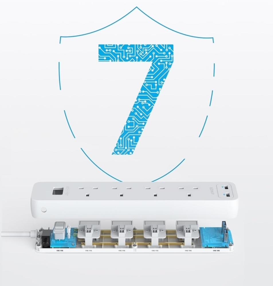 توصيلة انكر 4 منافذ طاقة مع منفذين USB-A بطول 1.8 متر