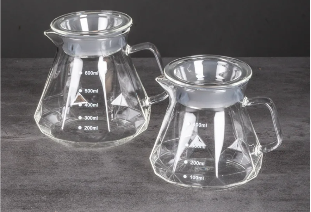 سيرفر زجاجي شفاف بغطاء بحجم 400مل و 600مل