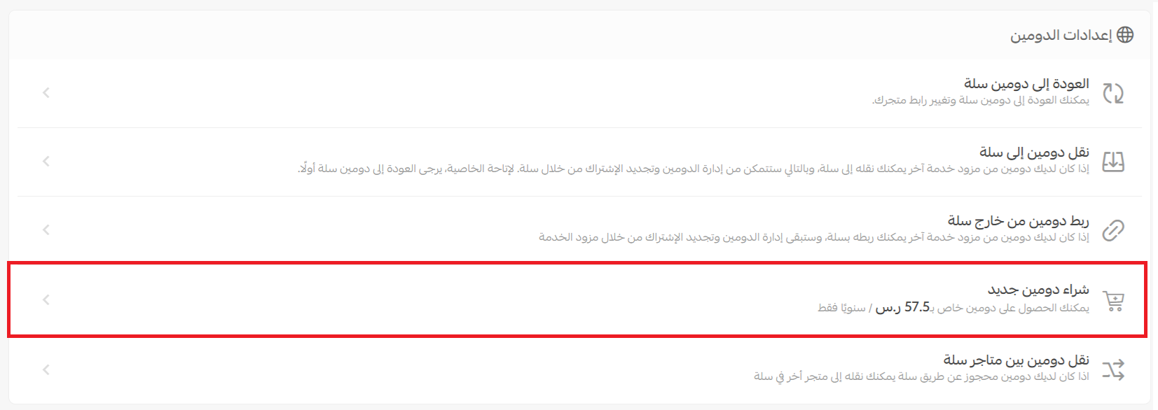 إدارة دومين متجرك على سلة