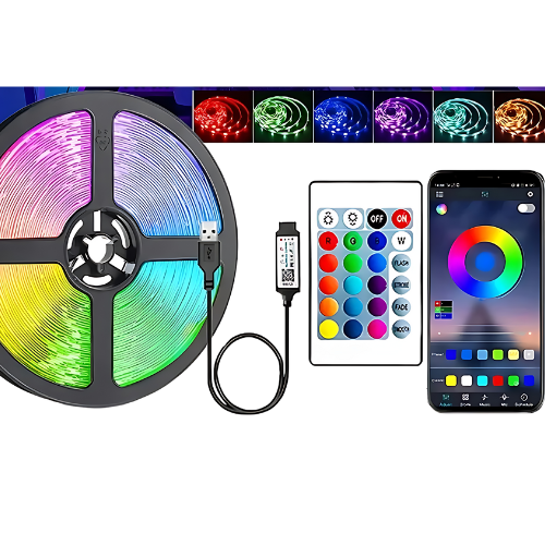 شريط إضاءة ليد RGB مع بلوتوث , 5 فولت ، USB ،