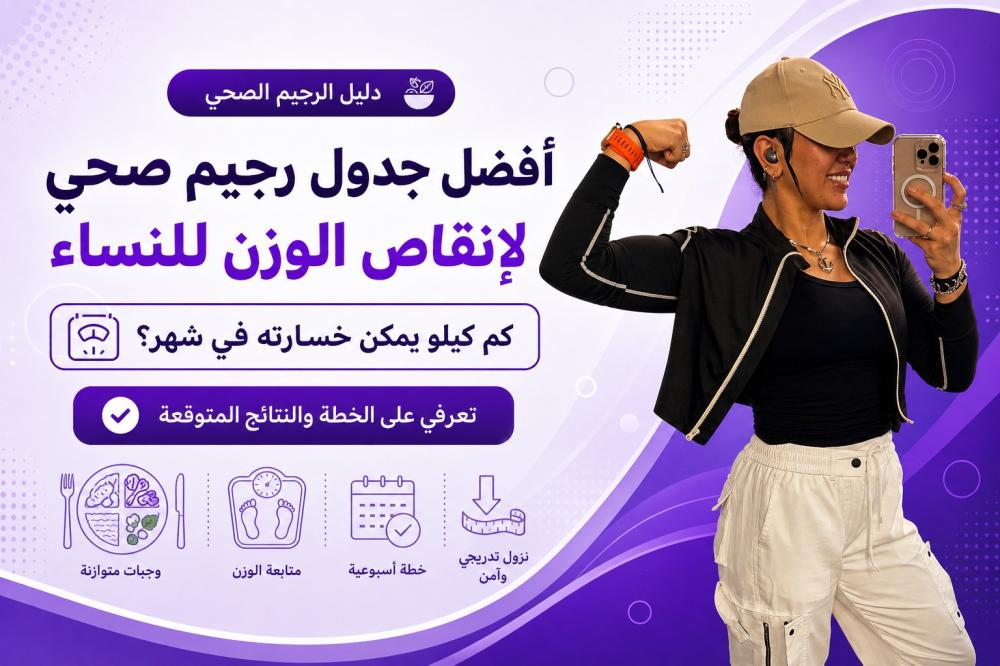 أفضل جدول رجيم صحي لإنقاص الوزن للنساء | كم كيلو يمكن خسارته في شهر؟