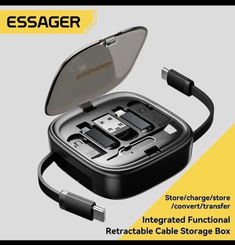 صندوق تخزين كيبل ومحول USB، انواع متعددة للشحن، مح...