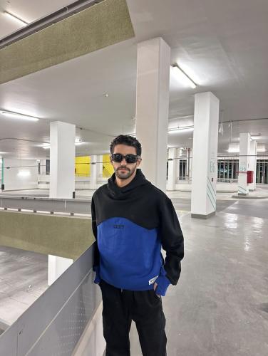 Unisex blue and black hoodie