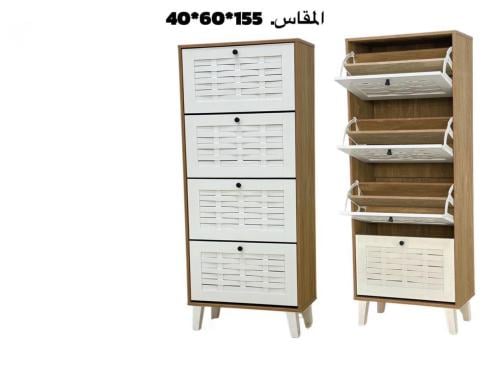 دولاب احذيه ارفف طولي خشبي
