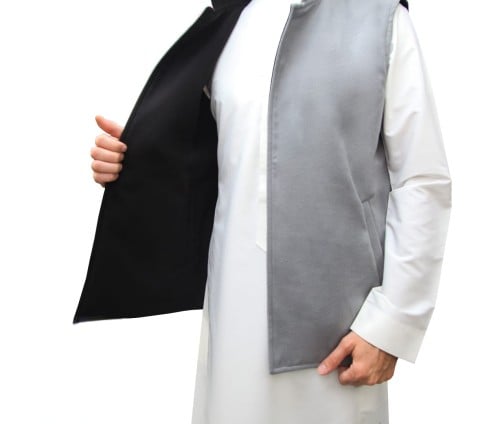 سديري رجالي شتوي دبل فيس (رصاصي مع اسود)