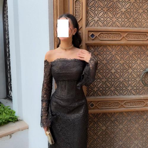 فستان سهره الخامة دانتيل اصلي + تفته استرتش