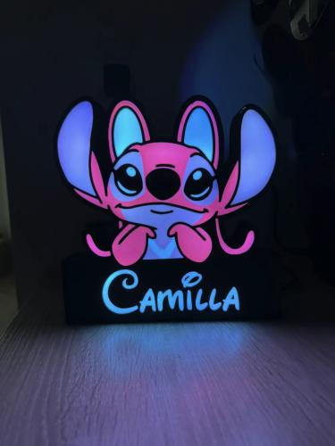 ديكور مضيء شخصية Stitch بتصميم كرتوني لطيف + اسم م...