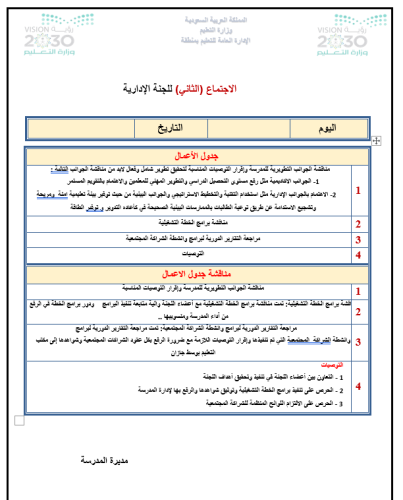 اجتماعات اللجنة الادارية
