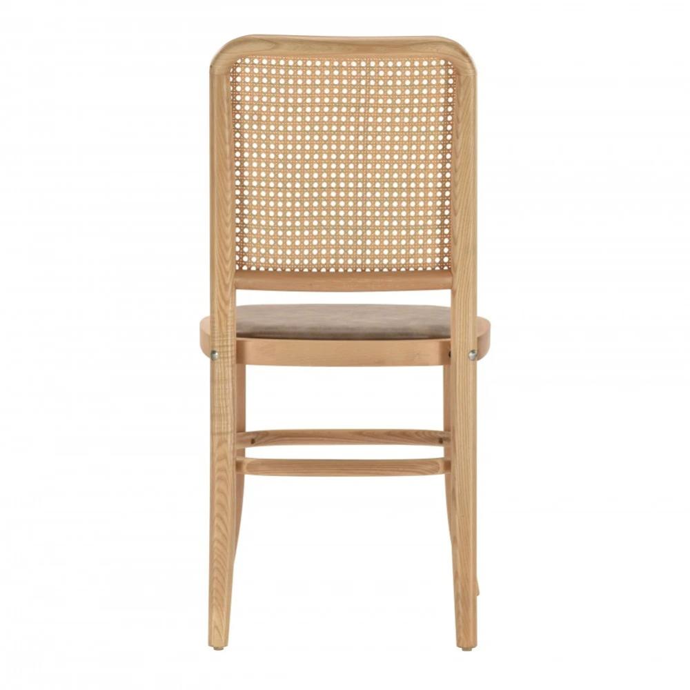 كرسي خشب وجلسه جلد وظهر رتان