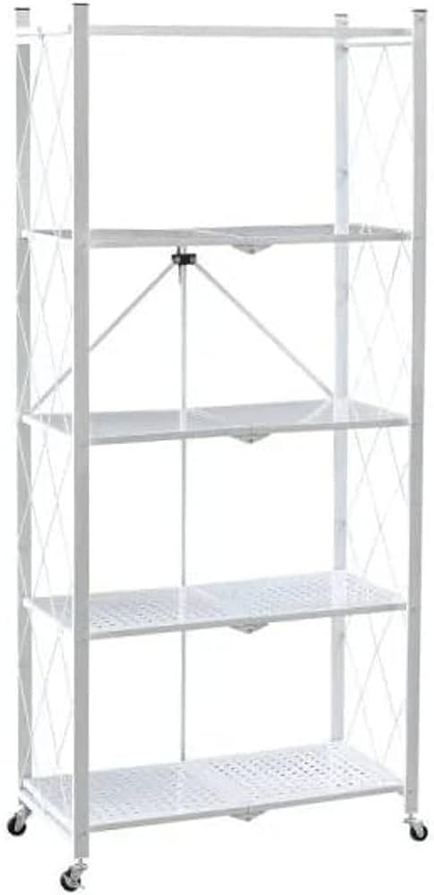 رف حديد قابل للطي خمس طبقات باللونين الابيض والاسود