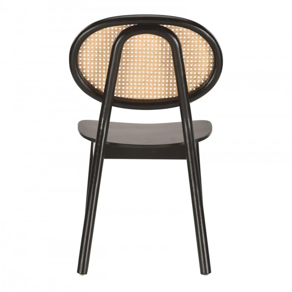 كرسي خشب مع ظهر رتان