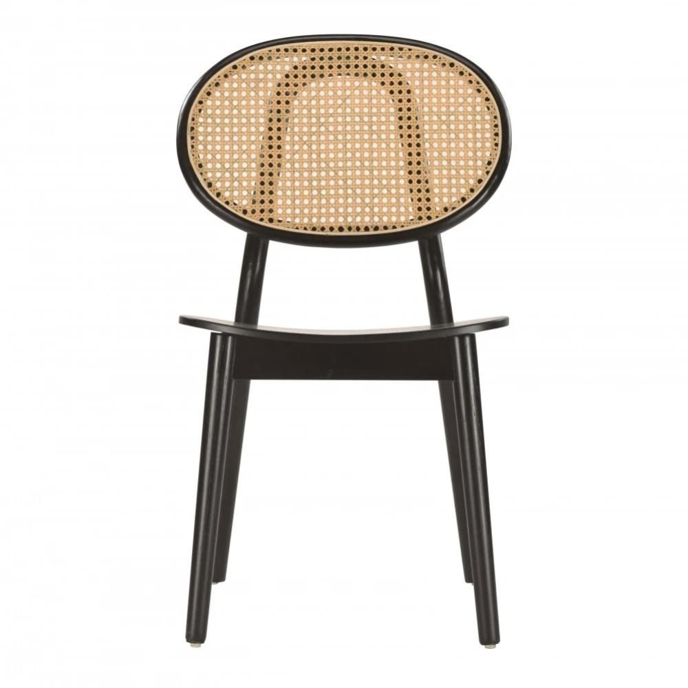 كرسي خشب مع ظهر رتان