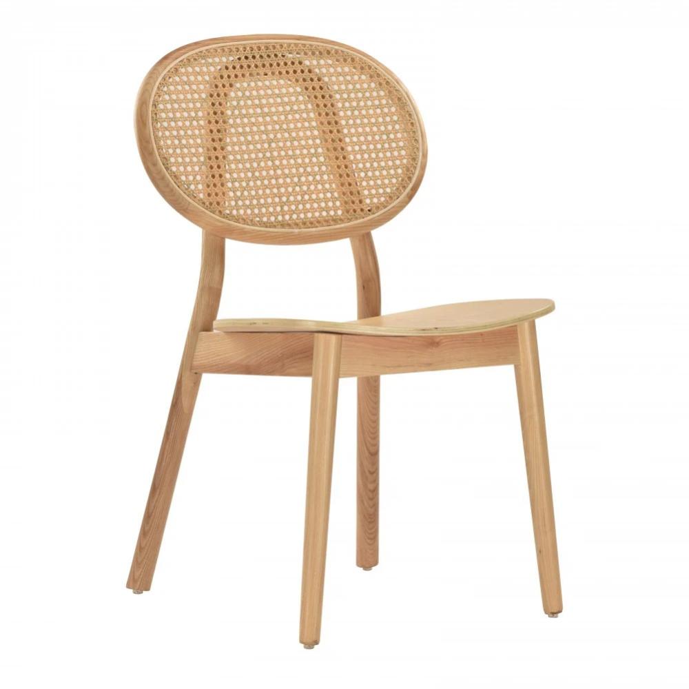 كرسي خشب مع ظهر رتان