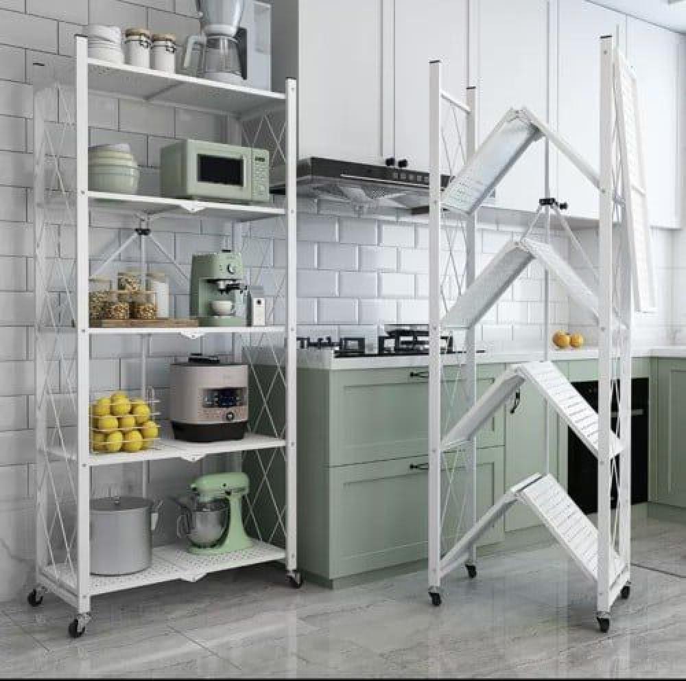 رف حديد قابل للطي خمس طبقات باللونين الابيض والاسود