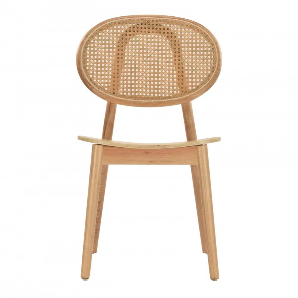 كرسي خشب مع ظهر رتان