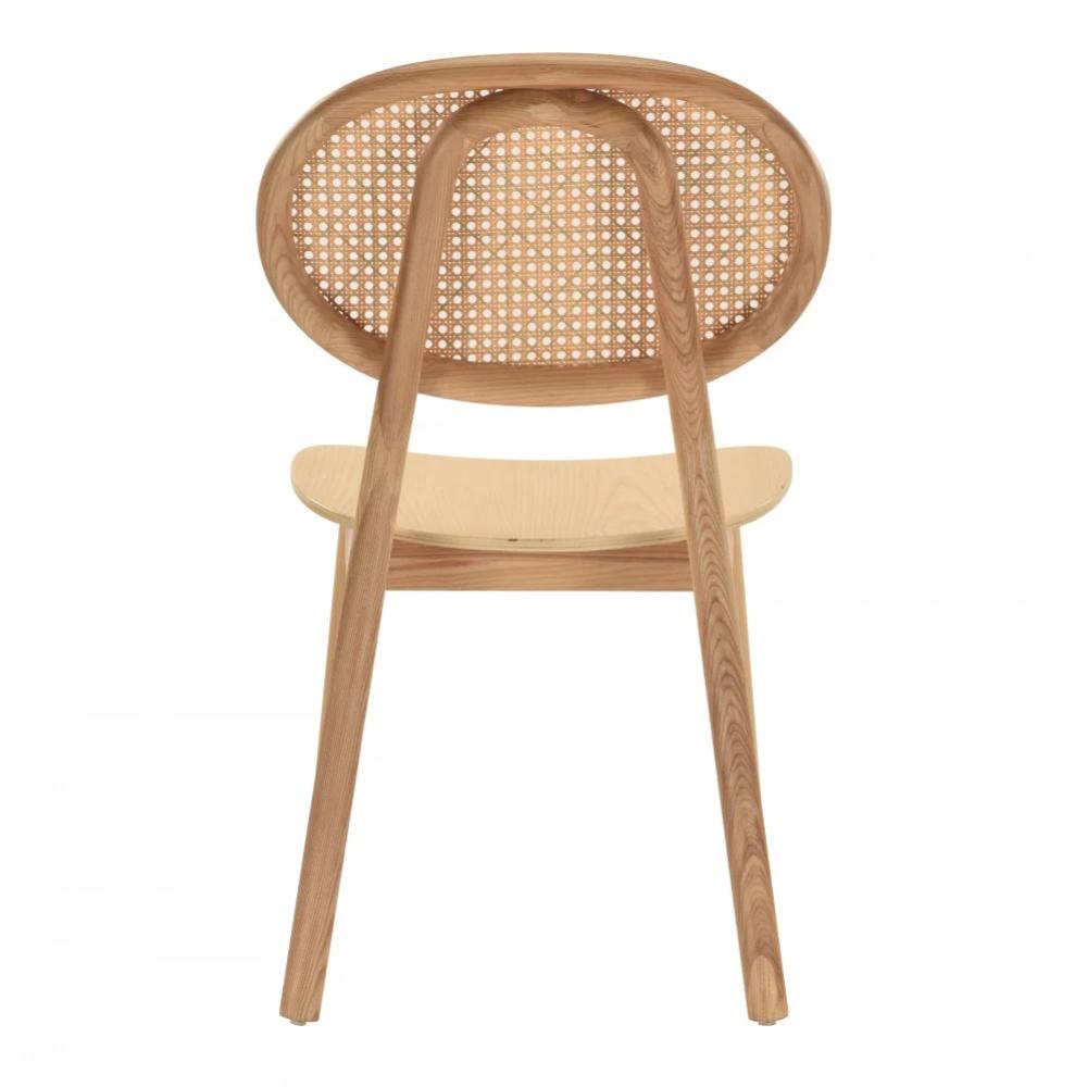 كرسي خشب مع ظهر رتان