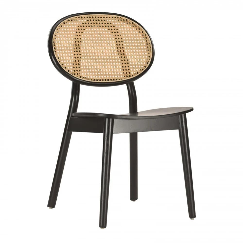 كرسي خشب مع ظهر رتان