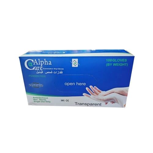 الفا قفازات فحص فينيل مديم 100 حبه