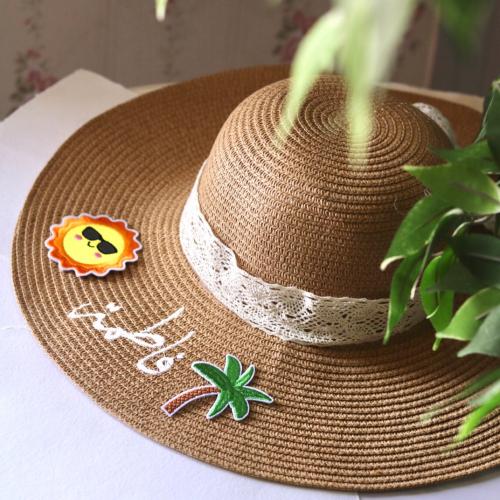 قبعة قش للبحر و الصيف تطريز