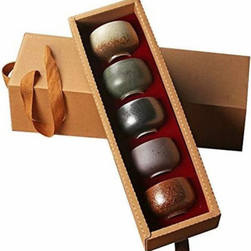 طقم أكواب سيراميك مع علبة حفظ