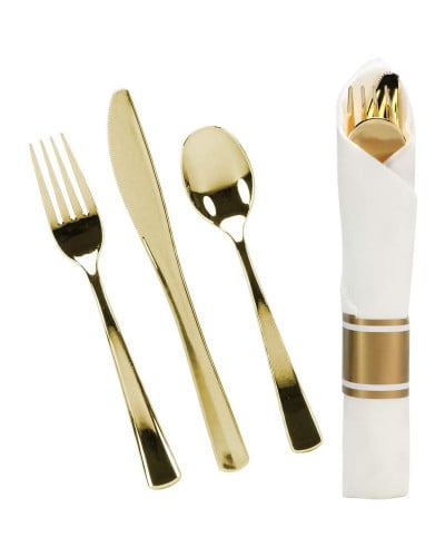 طقم ضيافة (4 قطع) ذهبي بلاستيك