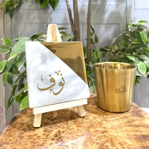 كوستر رخامي ذهبي