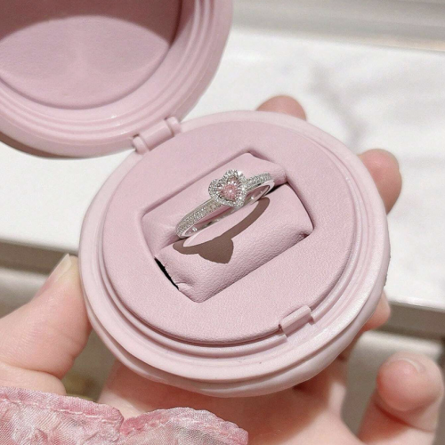 خاتم بقلب وردي مقاس 7