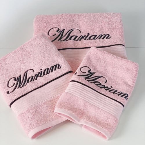 فوطة استحمام تطريز وردي