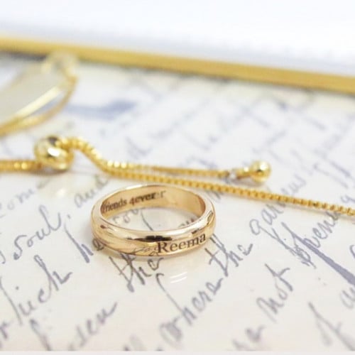 دبلة ذهبية مطلي منحوت حسب الطلب