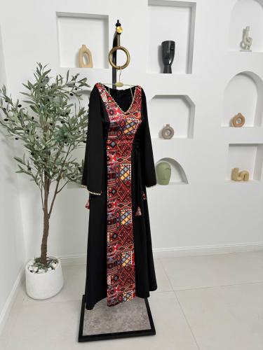جلابيه ربطه بالاخصر الخامه تفته استرتش احمر اسود