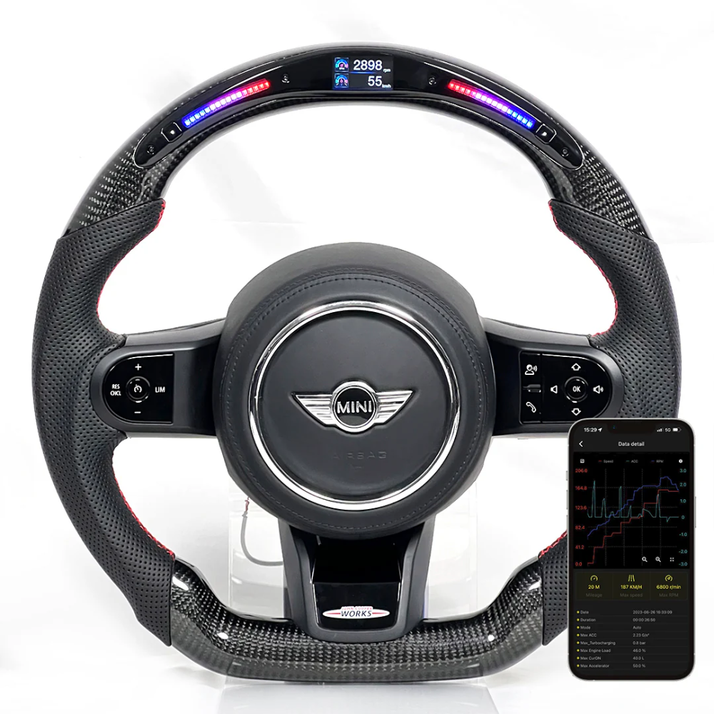 Mini Cooper F54/F55/F56/F57/F60 (2021+) دركسون LED كاربون فايبر قابل للتخصيص (تفصيل)