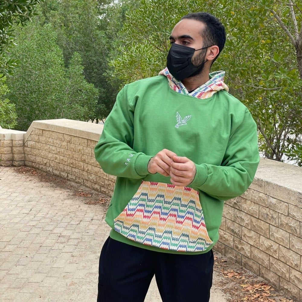 هودي باللون الأخضر  بتطريز مزركش