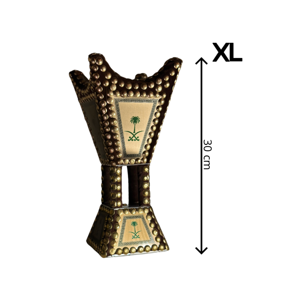 Heavy Syrian handmade incense burner - velvet sword and palm tree, navy blue, model 1004