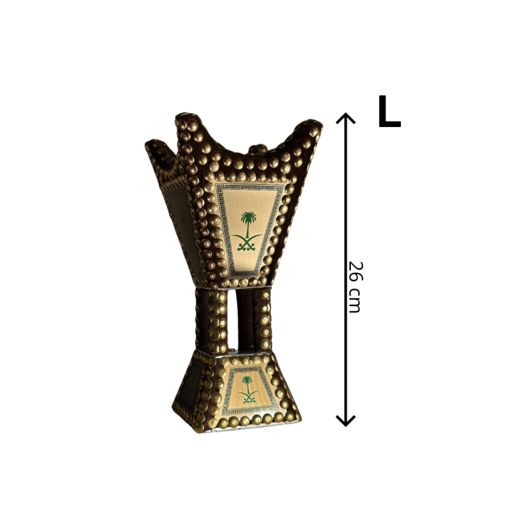 Heavy Syrian handmade incense burner - velvet sword and palm tree, navy blue, model 1004