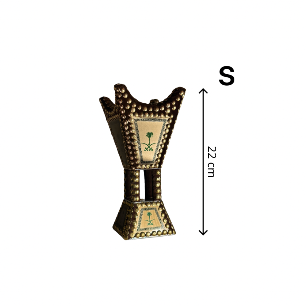 Heavy Syrian handmade incense burner - velvet sword and palm tree, navy blue, model 1004