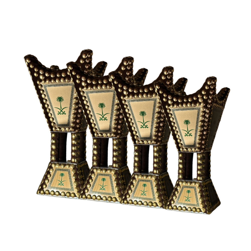 Heavy Syrian handmade incense burner - velvet sword and palm tree, navy blue, model 1004