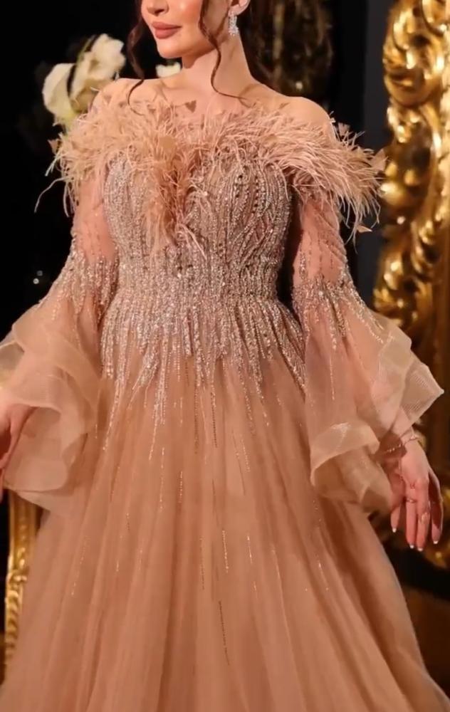 فستان سهرة راقي بتطريز مميز تل تيواني