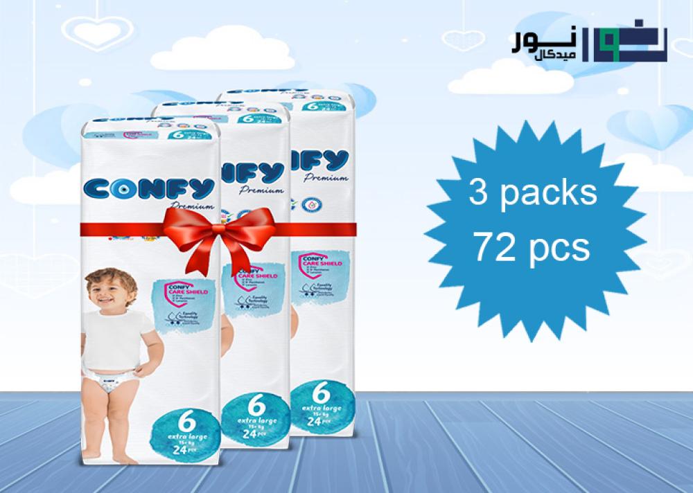 حفاضات كونفي بريميوم للأطفال 24 قطعه مقاس 6