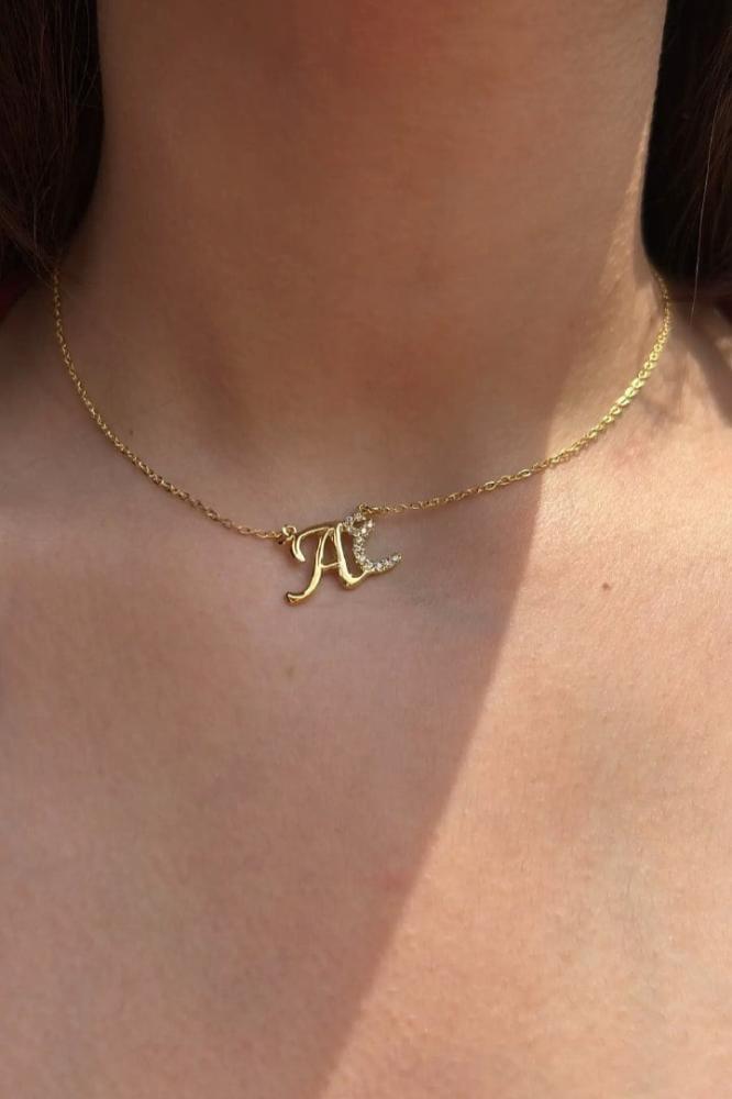 سلسال حرفين مع فصوص أنيقة