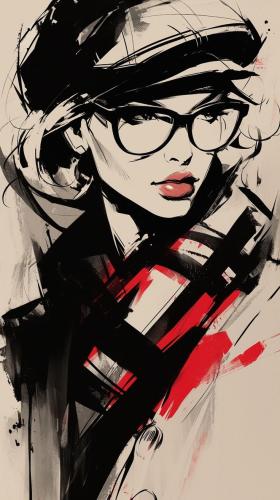 استيكر فتاة رسم عصري