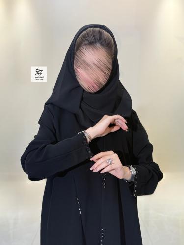 نص كلوش بقماش سراميك اسود فاحم بتدخيل كرستال