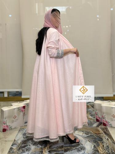 عبايه توال بقصه دبل كلوش مع تدخيلات تل وردي