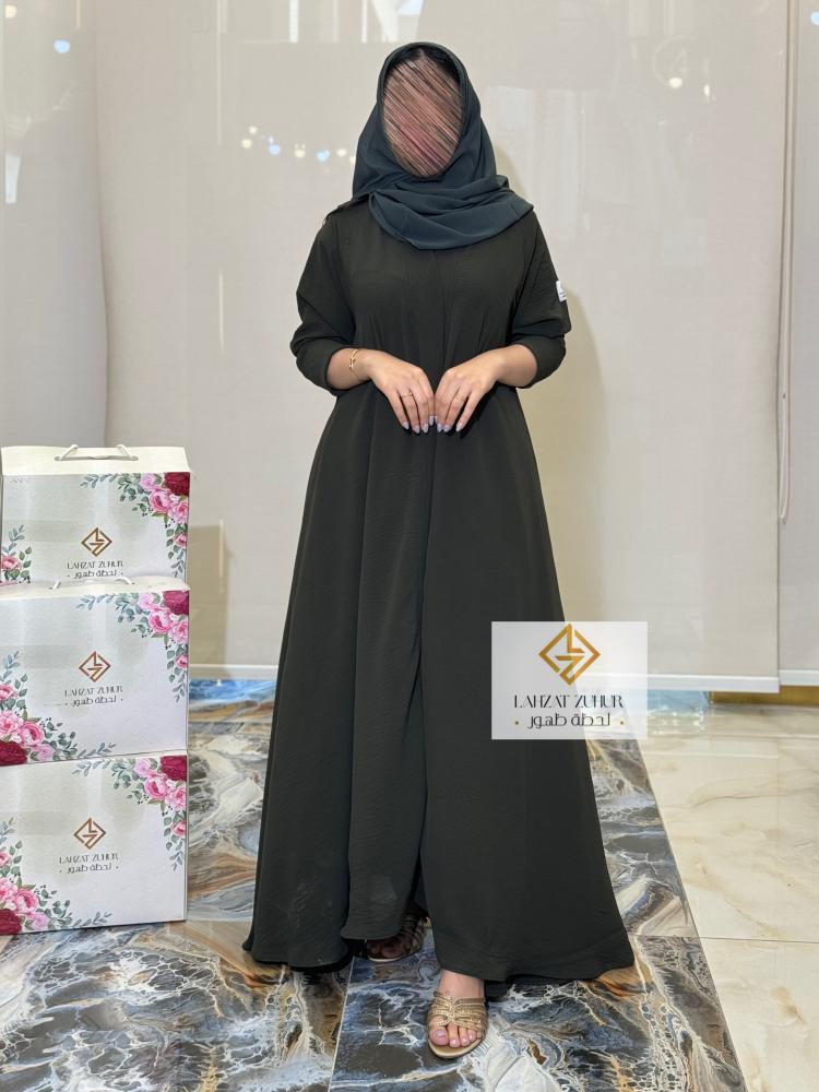 عبايه دبل كلوش بقماش امريكي بارد زيتي