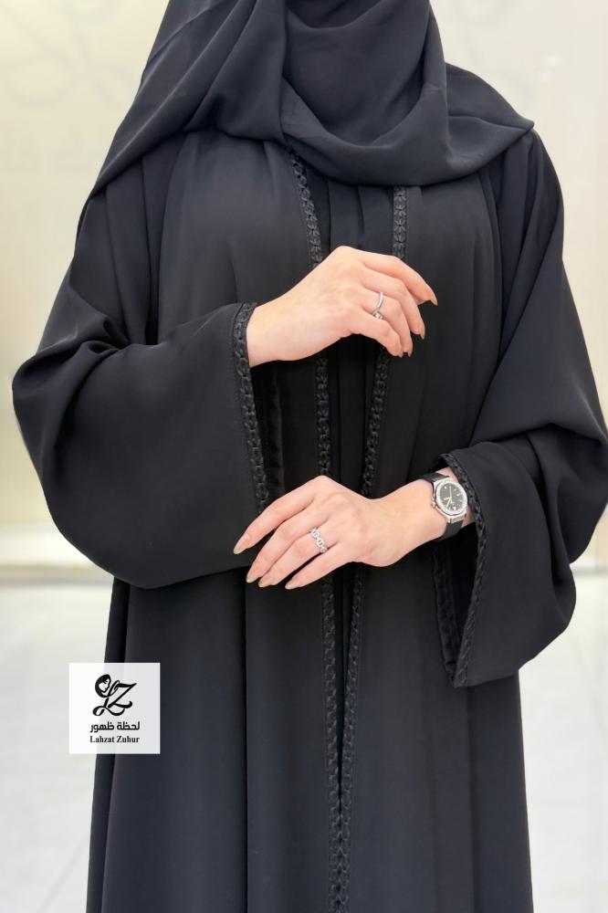 عبايه سودا دبل كلوش بقماش انترنت بتحديد ااسود