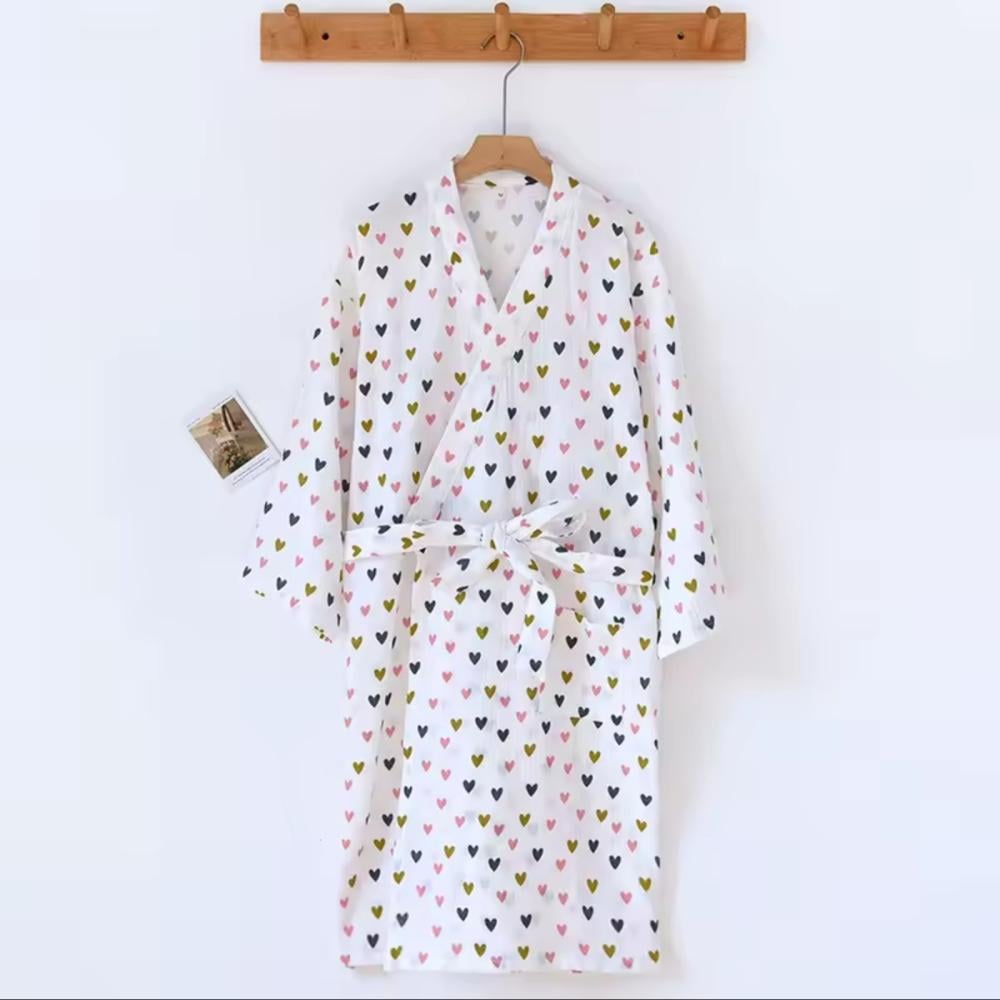 روب بطبعة قلوب قطن 100%