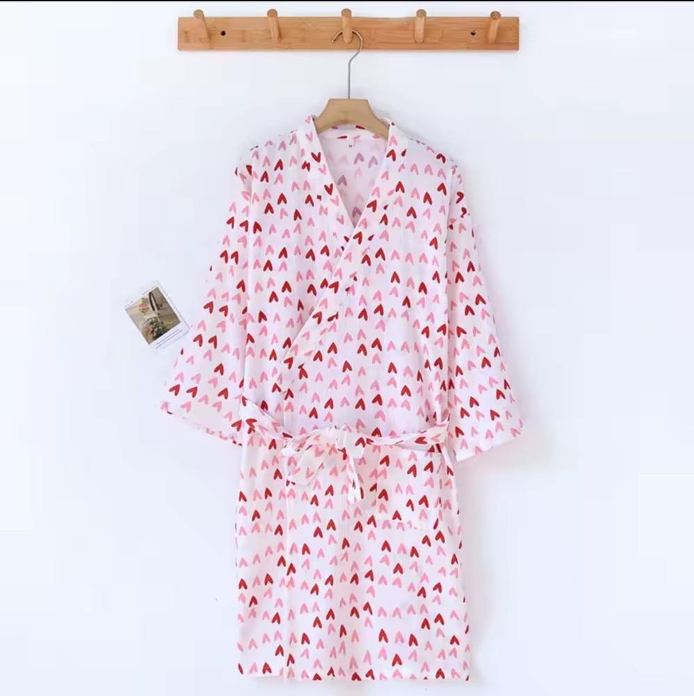 روب بطبعة قلوب قطن 100%