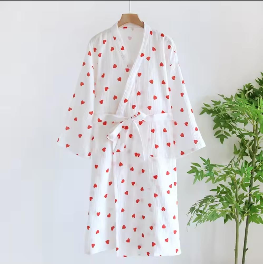 روب بطبعة قلوب قطن 100%