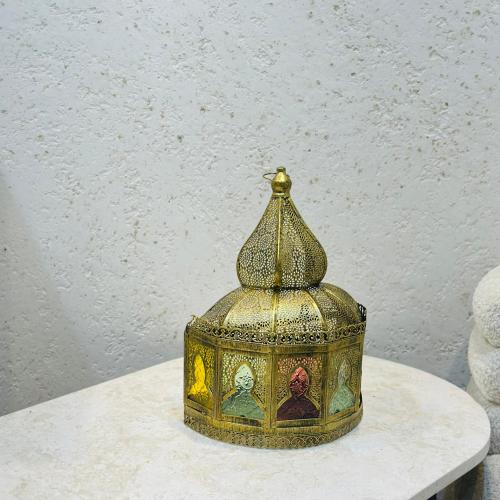حامل شموع فانوس رمضاني مزخرف ذهبي35×26×15سم